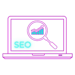 Online Marketing 7 seo laptop blue pink